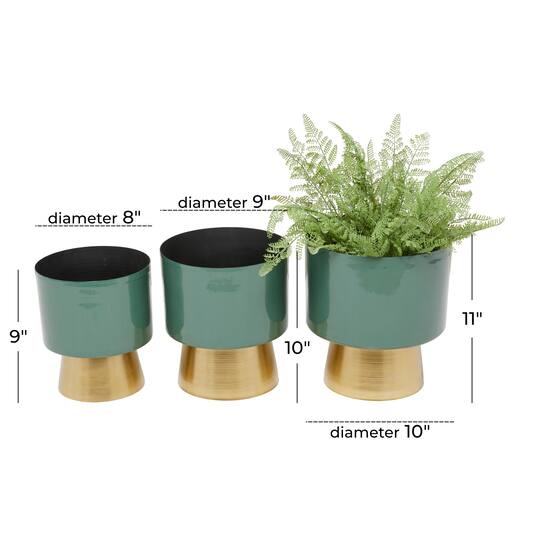 Green Modern Planter, Set of 3" 11", 10", 9"